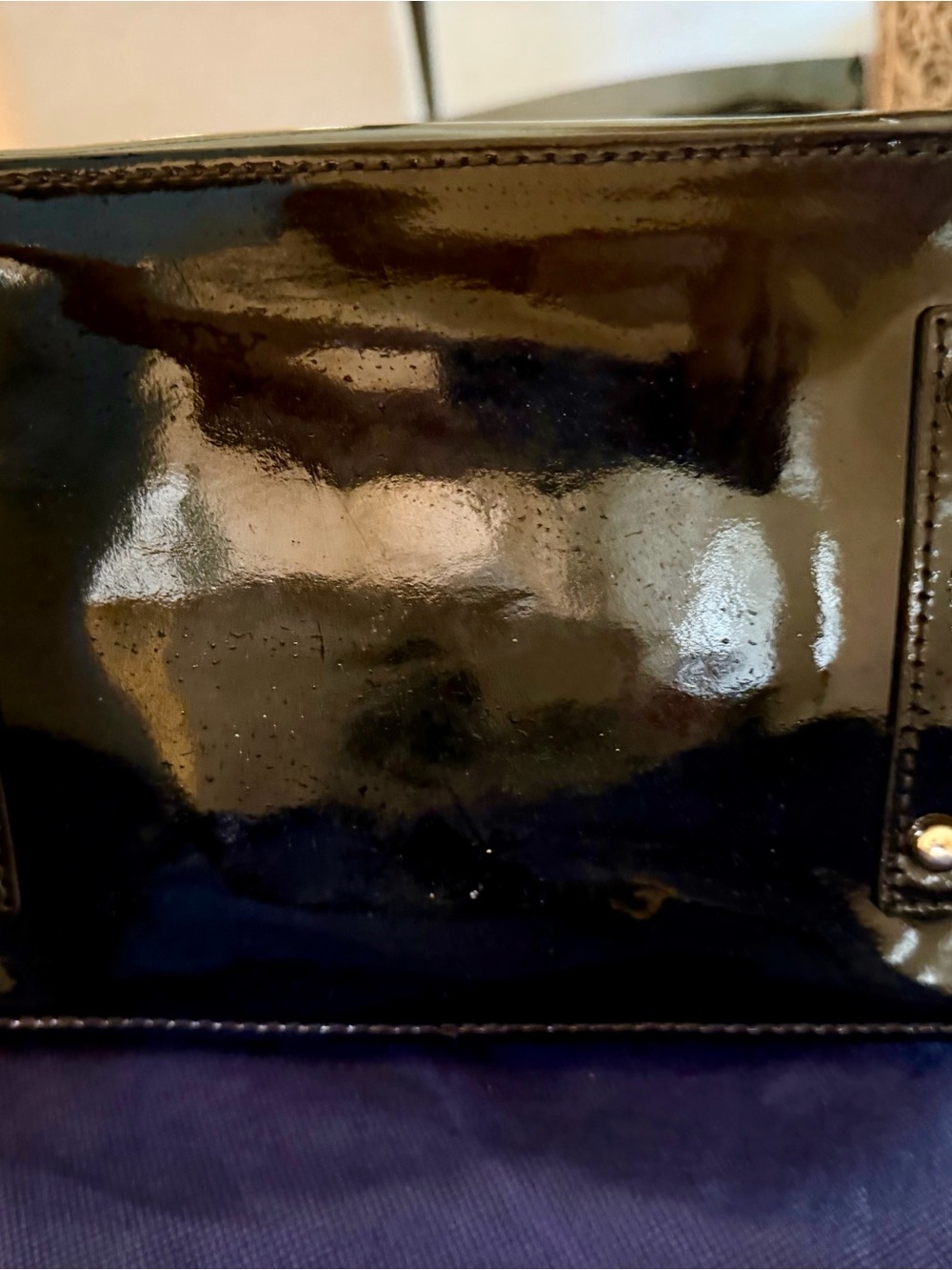 Dooney & Bourke Black Patent Leather Dome Satchel with Crossbody Strap - Picture 3 of 12